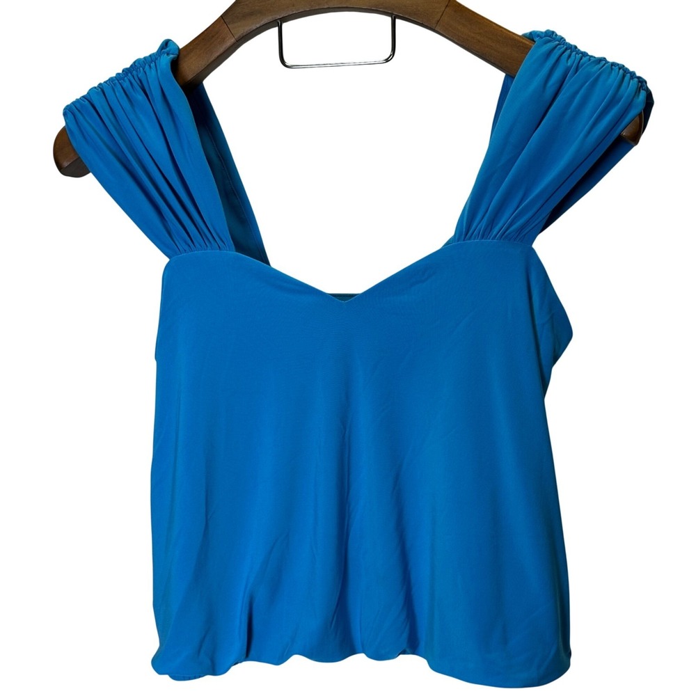 Express Blue‎ Ruched Off Shoulder Princess Cinderella Tank Top Blouse Top XS